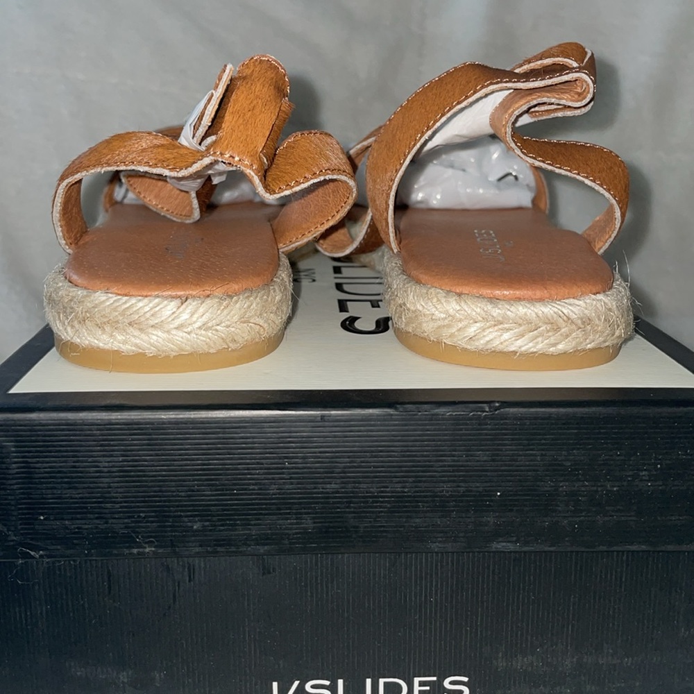 NWT J/SLIDES ROSIE Tan Pony Hair Leather Sandal - Picture 10 of 16